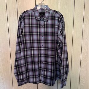 Bugatchi Men's Plaid Shirt - Black and Purple
